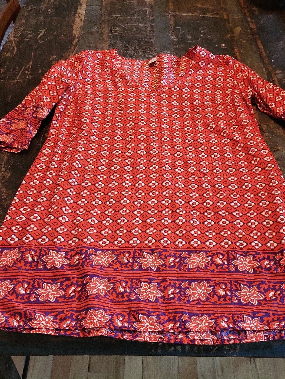 Old Navy Red and Purple Printed Midi Dress